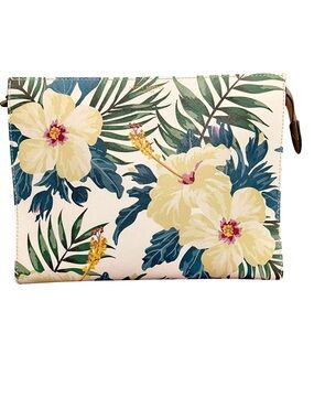 Henri Bendel Rare Tropical Floral Print Zippered Clutch Bag NWOT